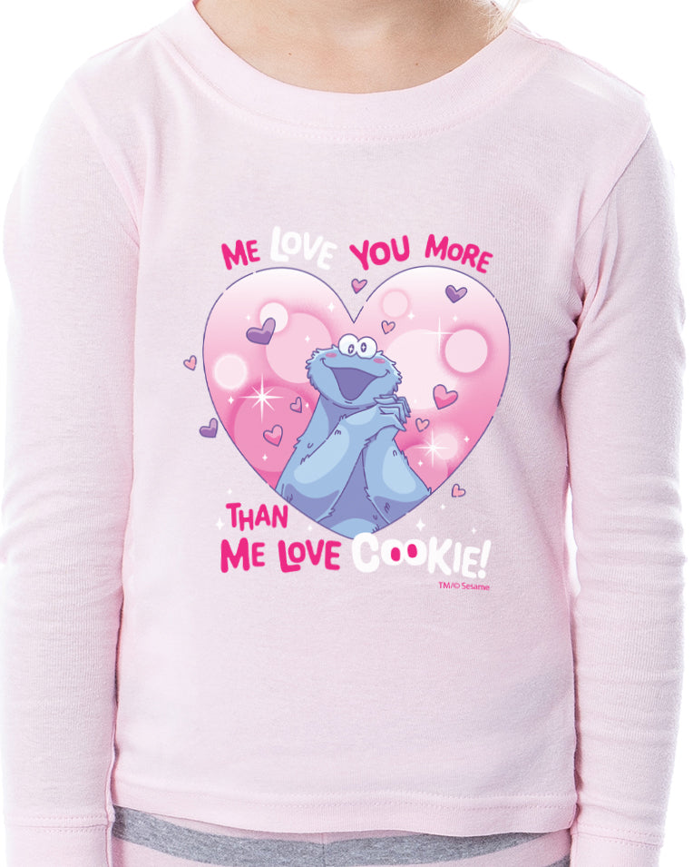 Sesame Street Girls' Cookie Monster Love 2 Piece Long Sleeve Pajama Set