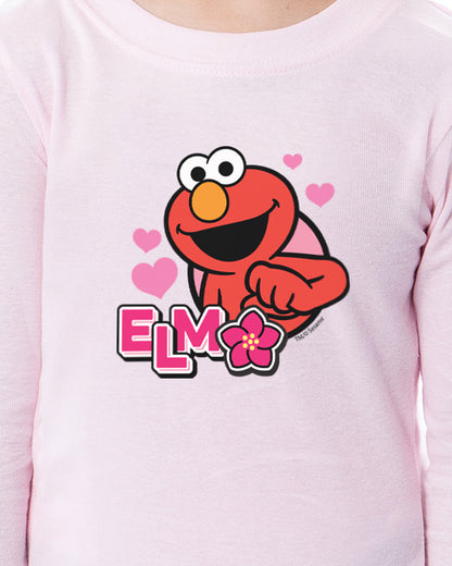 Sesame Street Girls' Elmo Flower 2 Piece Long Sleeve Pajama Set