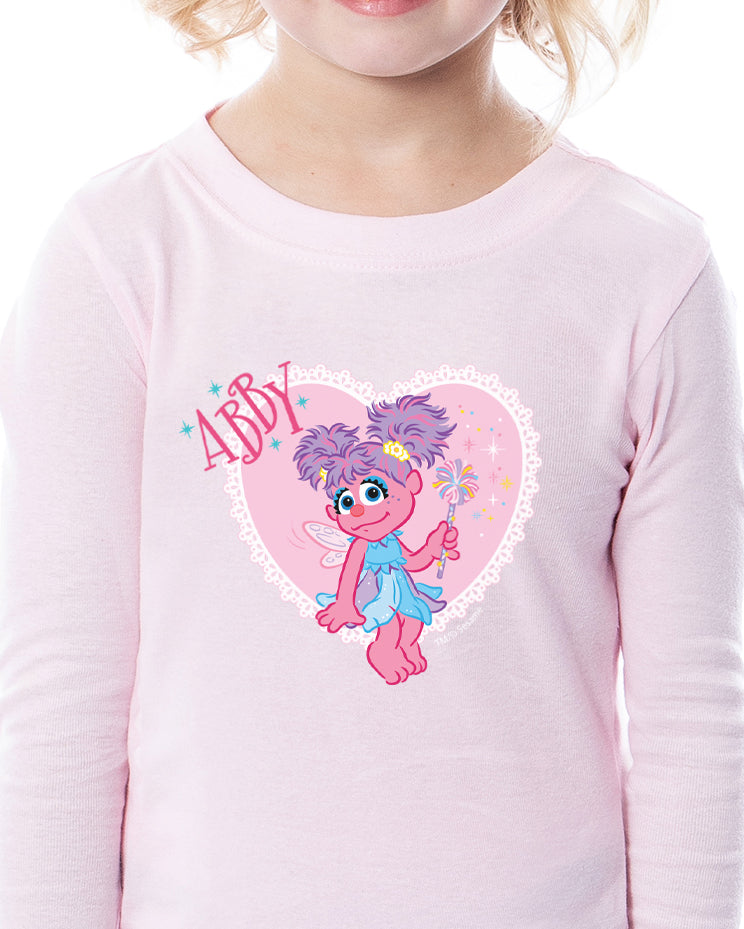 Sesame Street Girls' Abby Cadabby Heart 2 Piece Long Sleeve Pajama Set