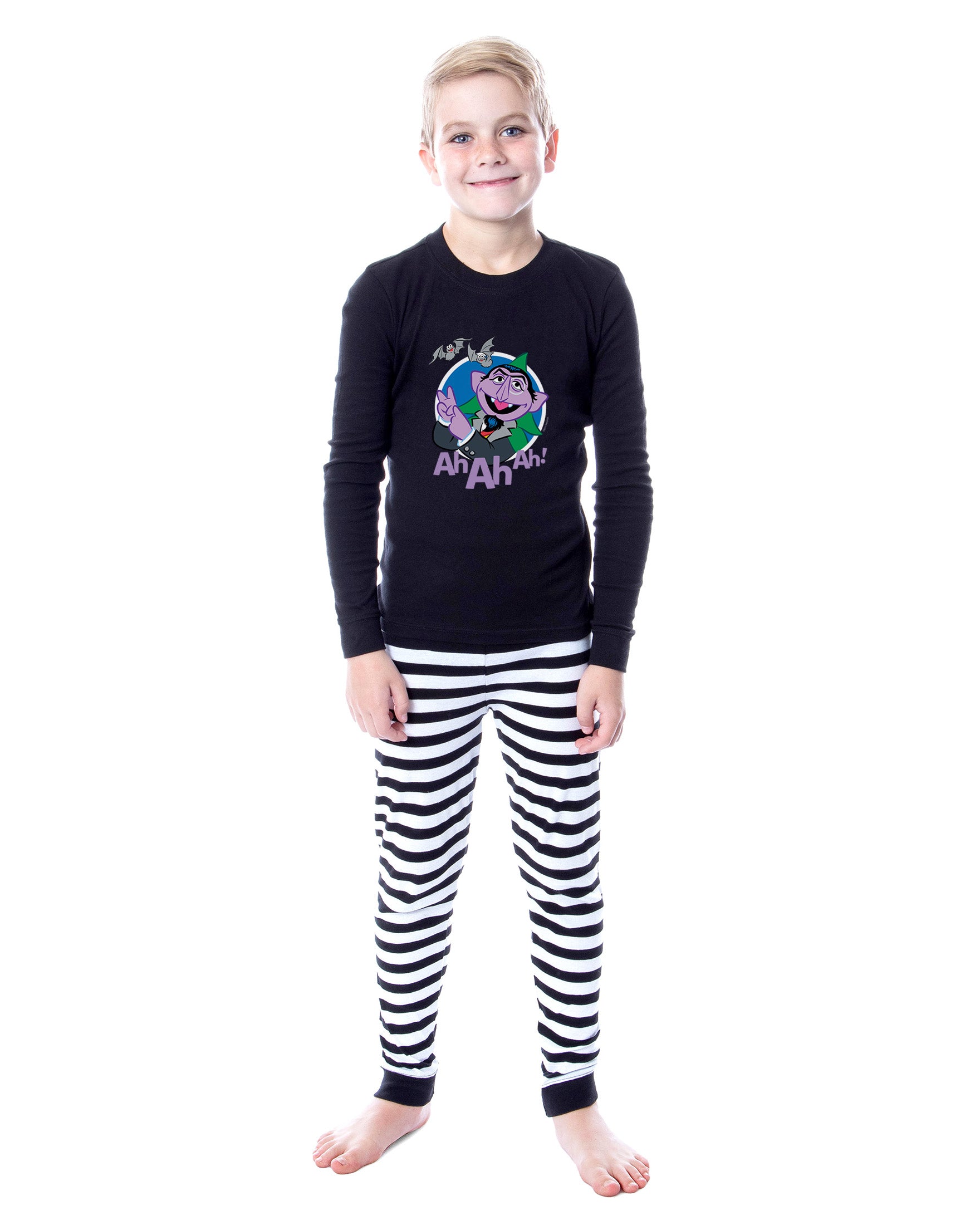 Sesame Street Count Von Count Ah Ah Ah Boys' 2 Piece Long Sleeve Pajama Set