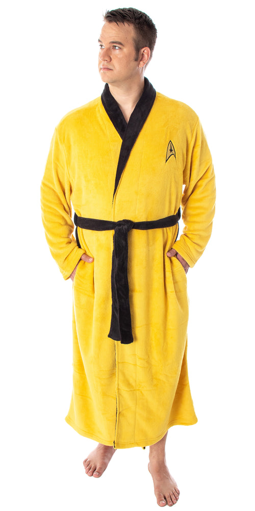 Star Trek The Original Series Adult Costume Fleece Plush Robe Bathrobe - Big And Tall - Kirk, Spock