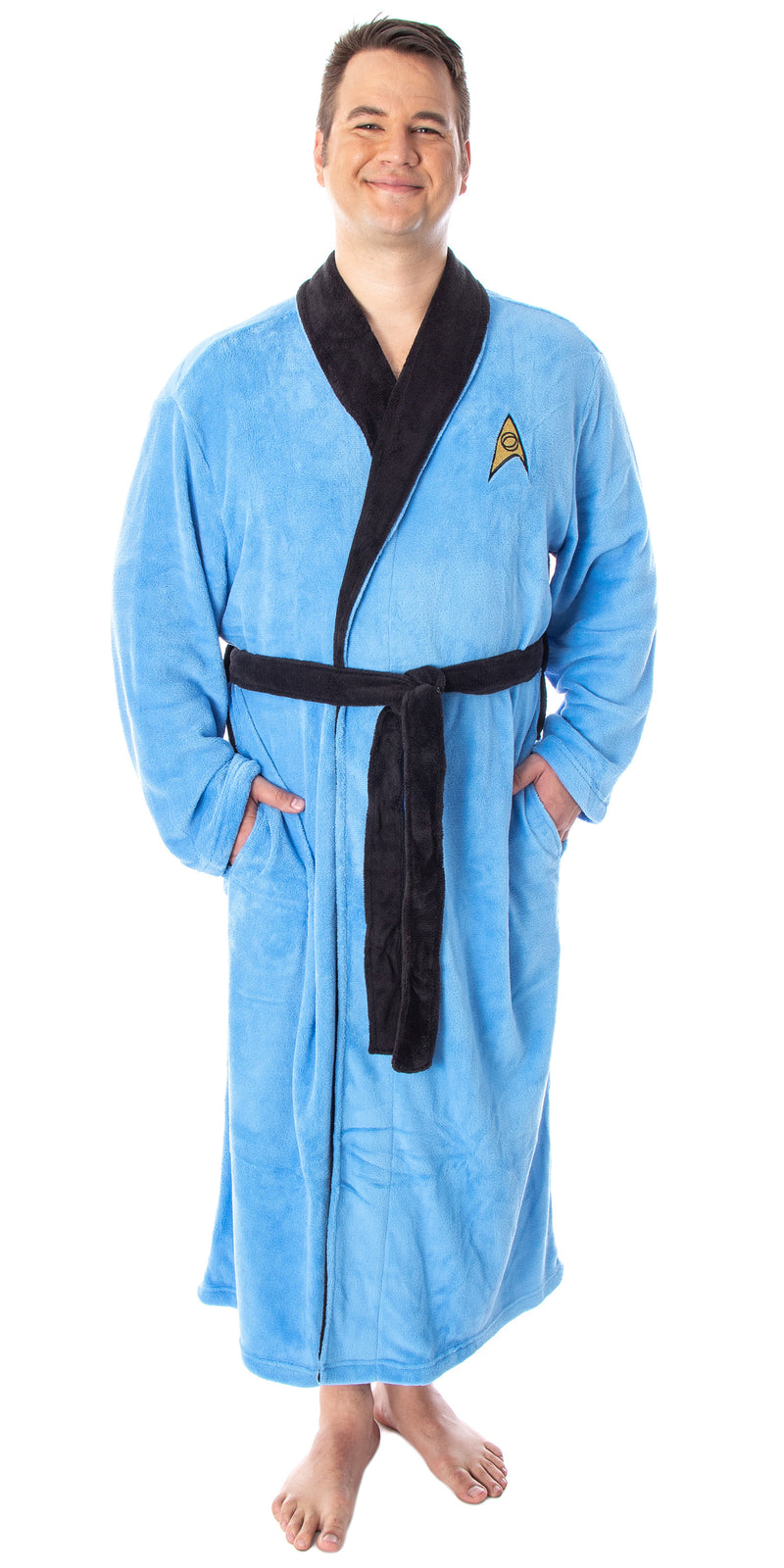 Star Trek The Original Series Adult Costume Fleece Plush Robe Bathrobe - Big And Tall - Kirk, Spock