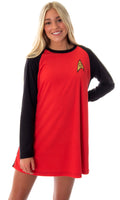 Star Trek Original Series Women's Juniors Costume Raglan Sleep Shirt Nightgown Pajama Top- Uhura, Kirk Or Spock
