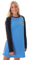 Star Trek Original Series Women's Juniors Costume Raglan Sleep Shirt Nightgown Pajama Top- Uhura, Kirk Or Spock
