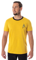 Star Trek The Original Series Men's TOS Costume Uniform Short Sleeve Tee Shirt - Captain Kirk, Spock
