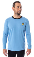 Star Trek The Original Series Men's TOS Costume Long Sleeve Tee Shirt - Captain Kirk, Spock