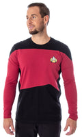 Star Trek Next Generation Men's Picard Uniform Costume Embroidered Logo Long Sleeve Tee Shirt