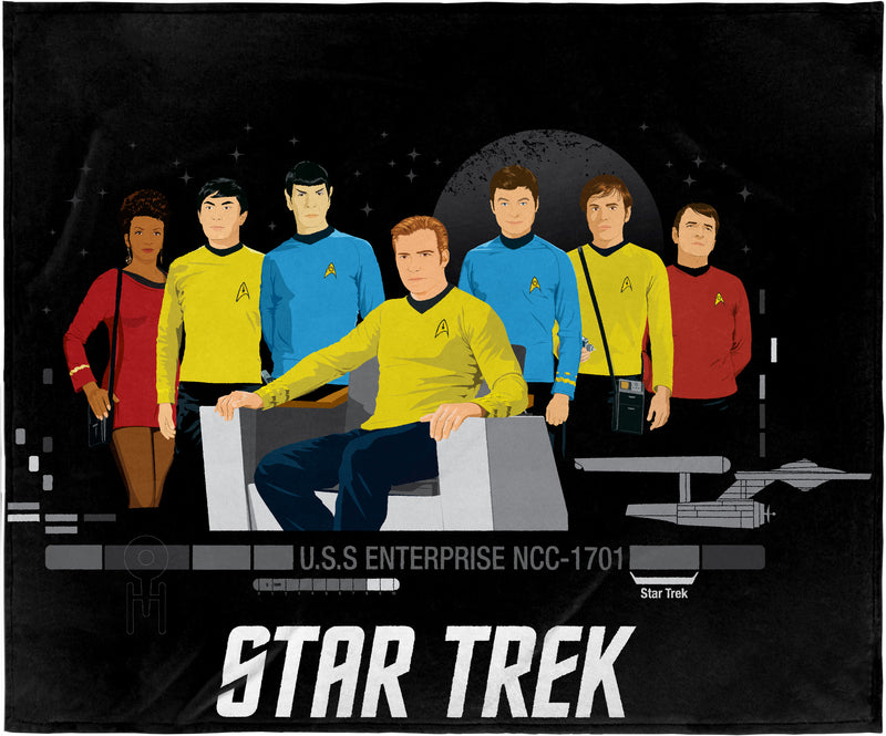Star Trek The Original Series TOS U.S.S Enterprise Crew Silk Touch Fleece Plush Throw Blanket