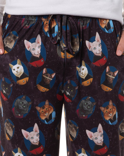 Star Trek The Next Generation TNG Men's Cat Sleep Tossed Print Pajama Pants