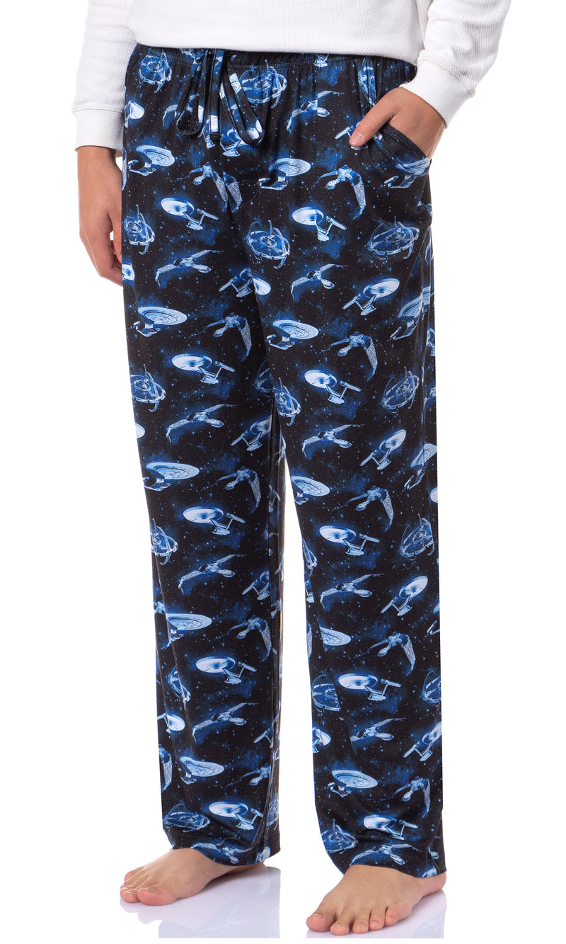 Star Trek Men's USS Enterprise Sleep Tossed Print Pajama Pants For Adults