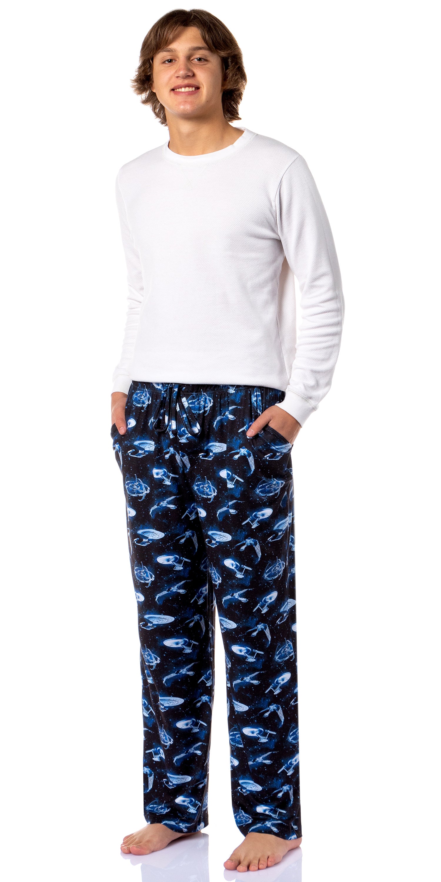 Star Trek Mens The Next Generation USS Enterprise Ships Lounge Pajama Pants (L)