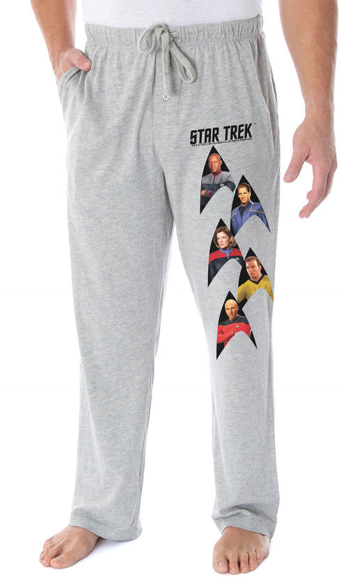 Star Trek Men's Captain Kirk Picard Janeway Archer Sisko Insignia Stack Lounge Pajama Pants (2X-Large)