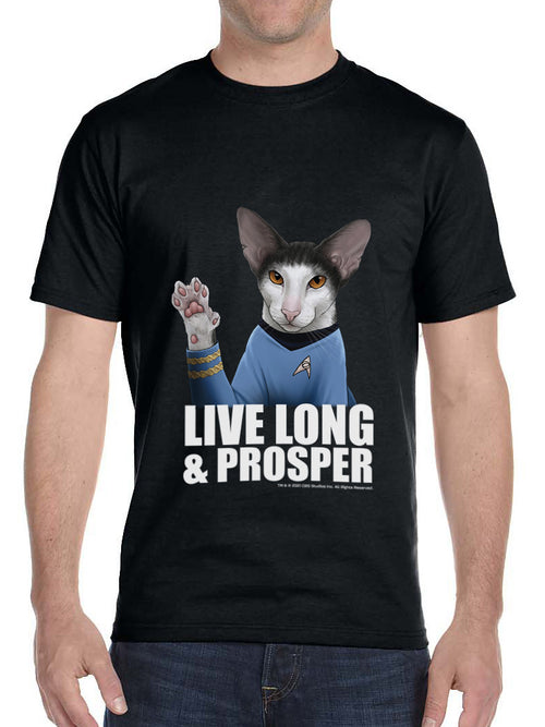 Star Trek Mens' Spock Cat Live Long And Prosper Crewneck T-Shirt