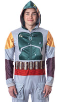 Star Wars Mens' Boba Fett Hooded Costume Union Suit One-Piece Pajama