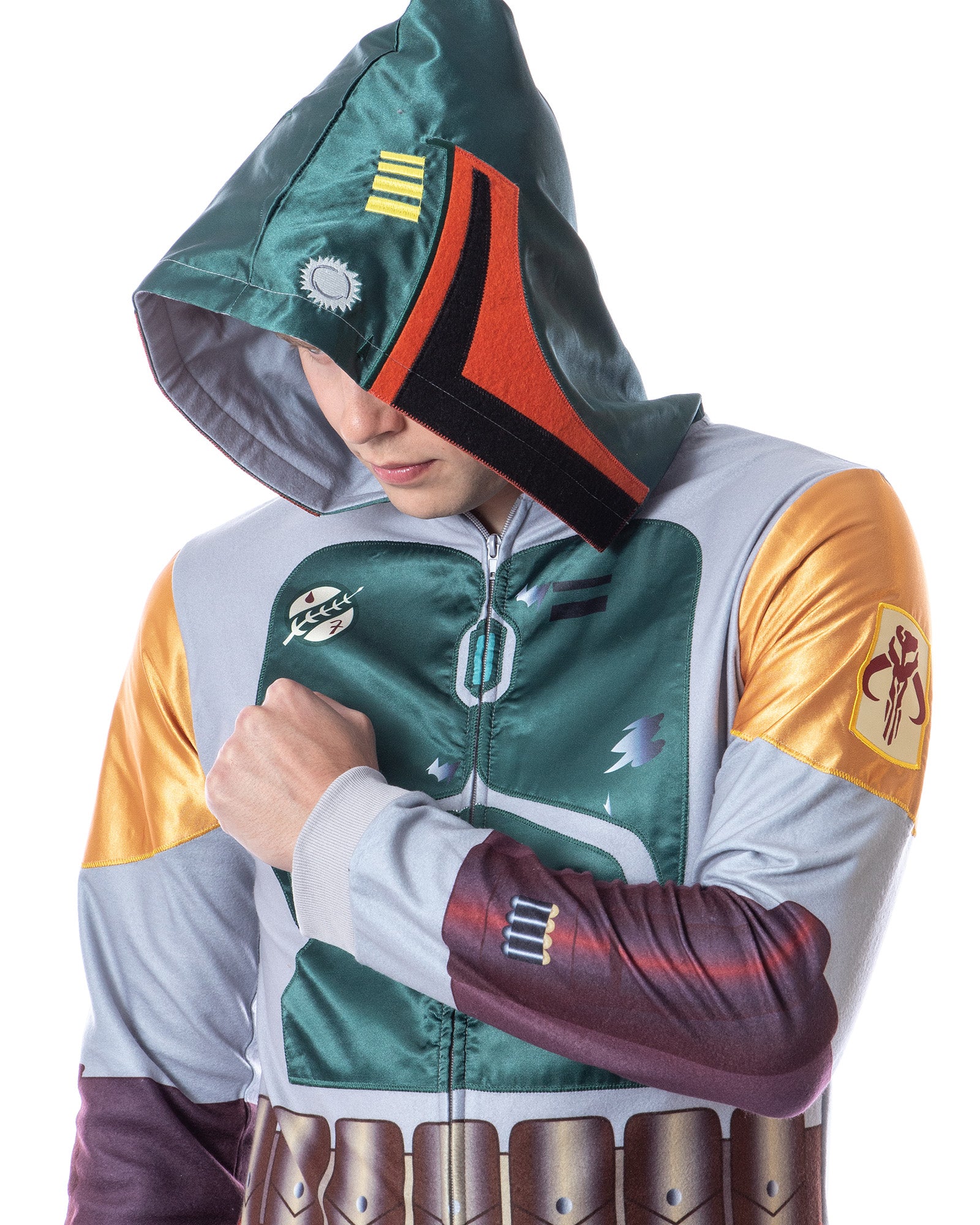 Star Wars Mens' Boba Fett Hooded Costume Union Suit One-Piece Pajama