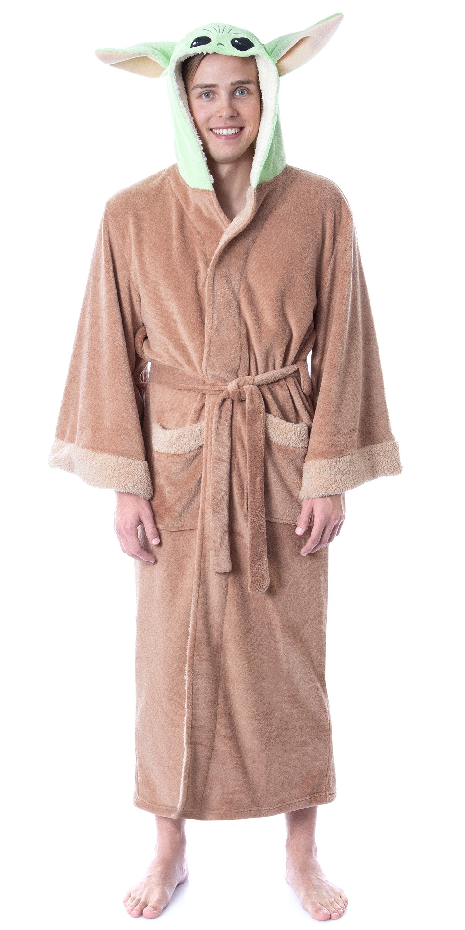 Star Wars Adult The Mandalorian Costume Fleece Robe Bathrobe For Men Women  Brown : Target