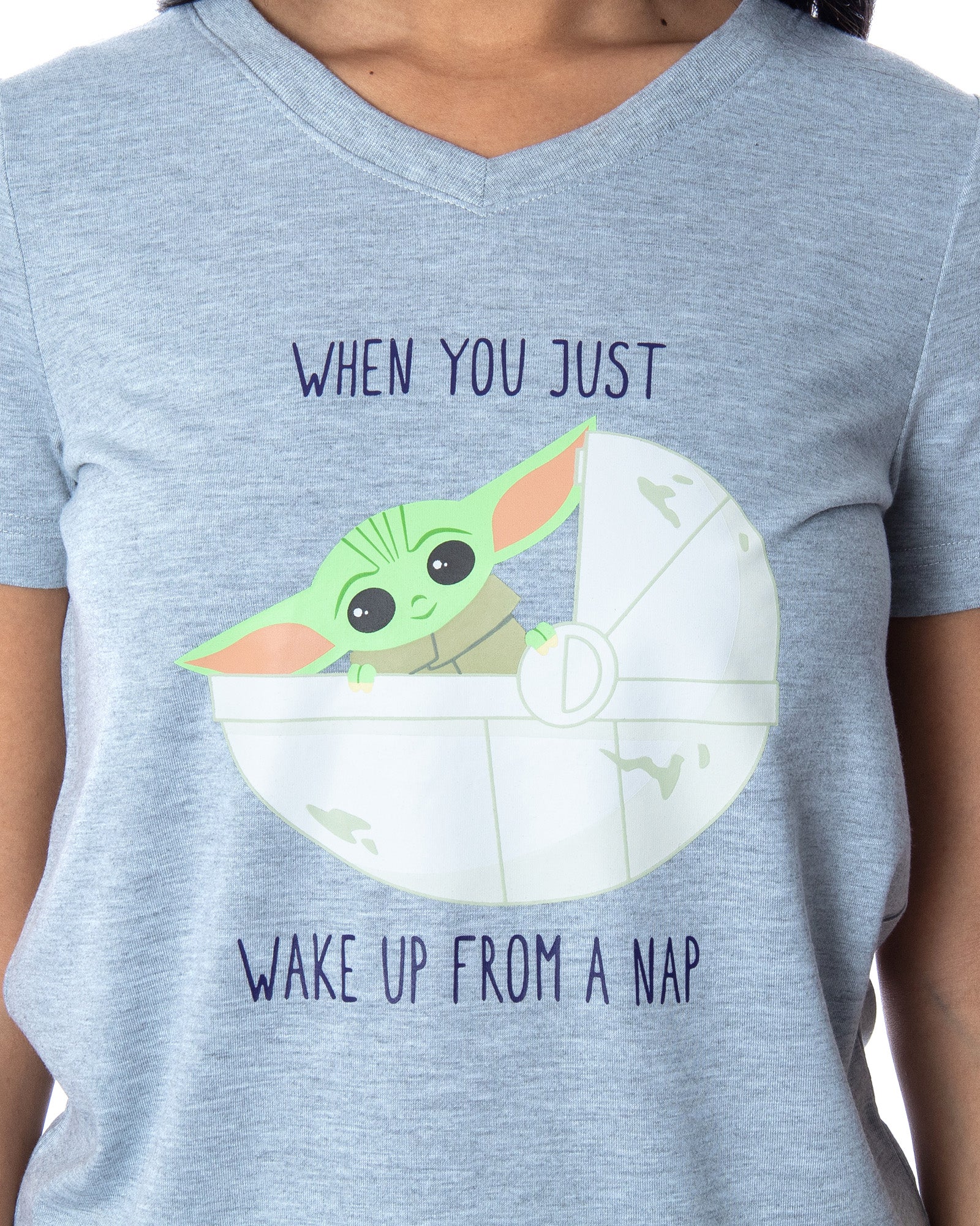 Star Wars Women's The Mandalorian Baby Yoda Wake Up Face Shirt and Jog –  PJammy