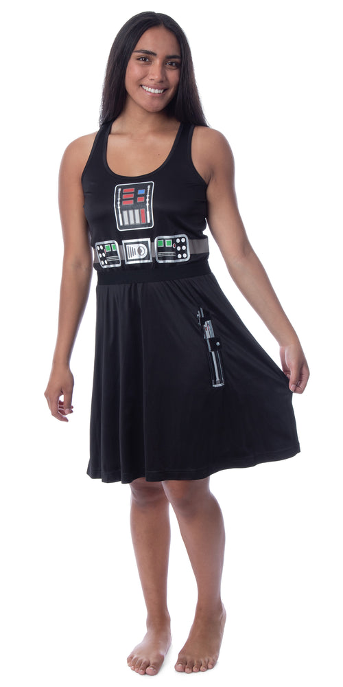 Star Wars Womens' Darth Vader Costume Fitted Nightgown Sleep Pajama Dress