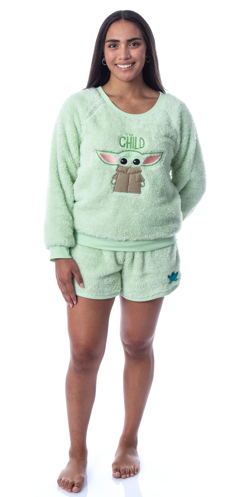 Star Wars Womens' The Mandalorian The Child Sweater and Short Pajama Set