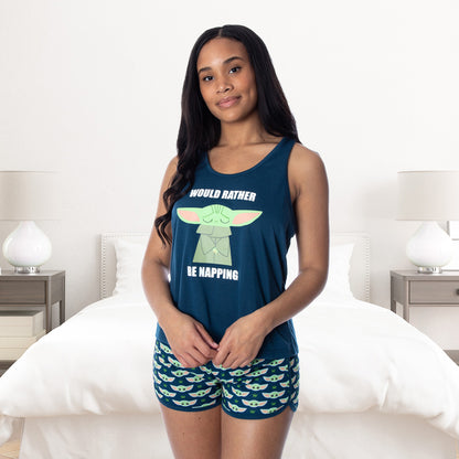 Star Wars Women's The Mandalorian Baby Yoda Racerback Tank Shorts Pajama Set