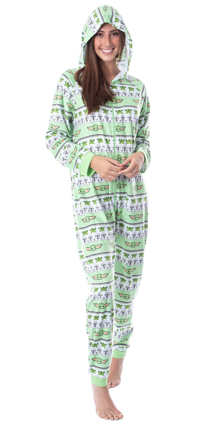 Disney Star Wars' Ugly Sweater Sleep Pajama Jumpsuit Union Suit Hooded PJ S/M