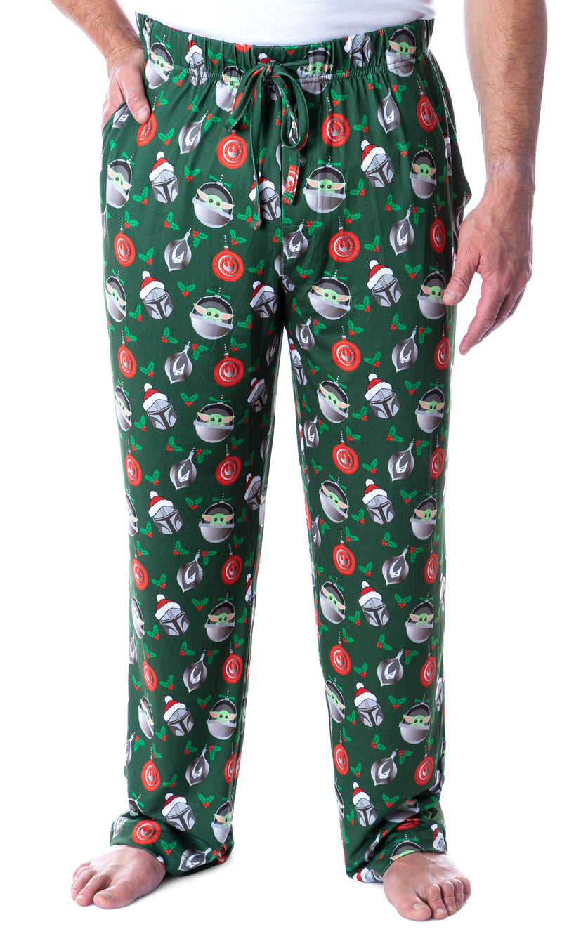Star Wars Mens' Mandalorian The Child Christmas Ornaments Allover Loungewear Sleep Pajama Pants