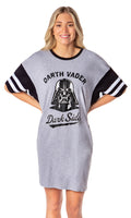 Star Wars Womens Darth Vader Varsity Football Boyfriend Oversized Night Shirt Nightgown