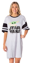 Star Wars Womens' The Mandalorian Distressed Grogu The Child Character Nightgown Sleep Pajama Shirt