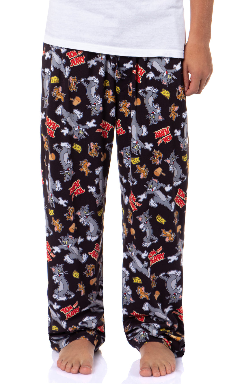 Tom and Jerry Men's Cheese Tossed Print Sleep Pajama Pants For Adults