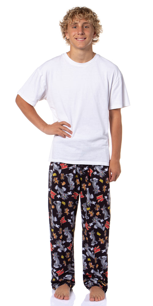 Tom and Jerry Men's Cheese Tossed Print Sleep Pajama Pants For Adults