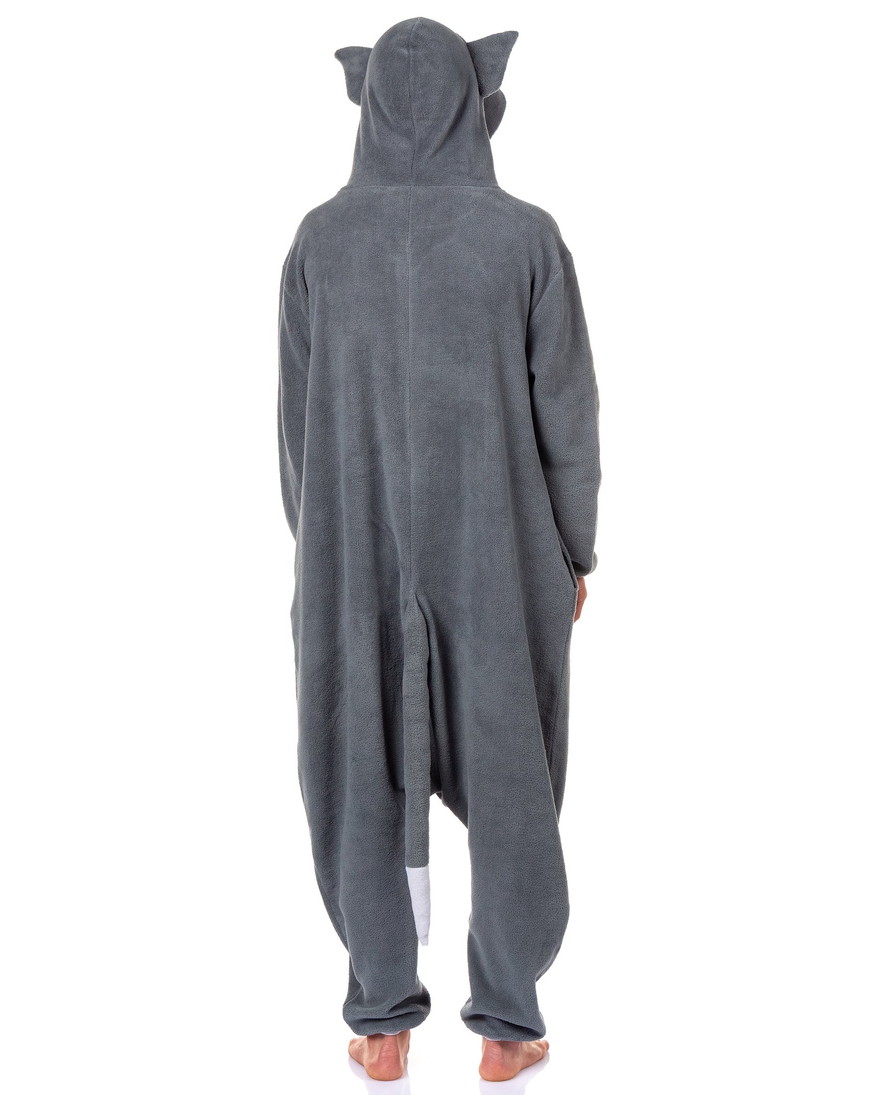 Tom & Jerry Union Suit Men's Tom Kigurumi Fleece Hooded Costume Pajama (S/M)