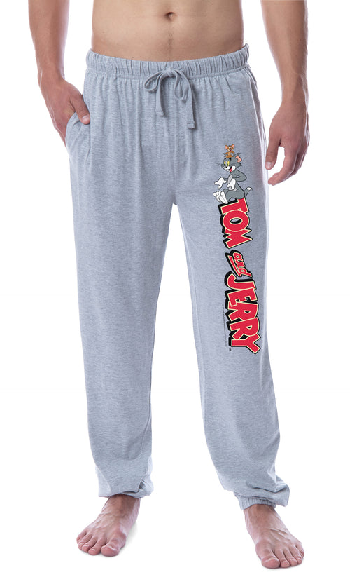 Tom And Jerry Men's Vintage Characters Logo Sleep Jogger Pajama Pants (Large)