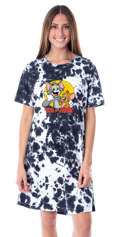 Tom And Jerry Womens' Cartoon Character Nightgown Sleep Pajama Shirt (Medium)