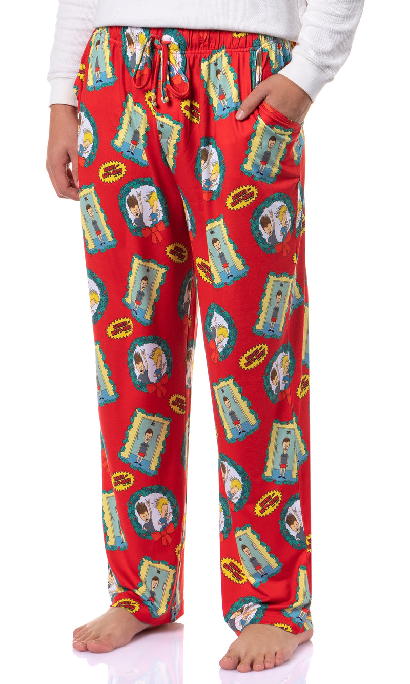 Beavis and Butt-Head Men's Christmas Sleep Tossed Print Pajama Pants For Adults