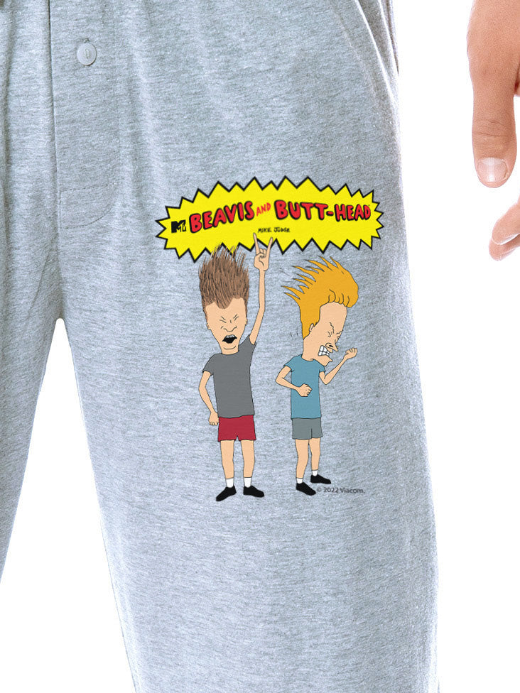 MTV Mens' Beavis and Butt-Head Characters Logo TV Show Sleep Pajama Pants