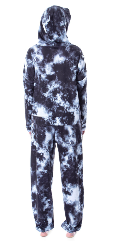 MTV Music Television Tie Dye Womens' Cropped Hooded Pajama Jogger Set