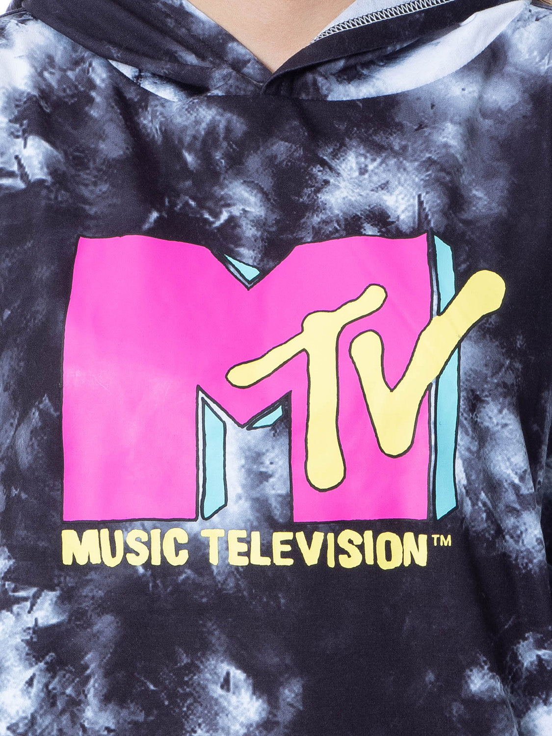 MTV Music Television Tie Dye Womens' Cropped Hooded Pajama Jogger Set