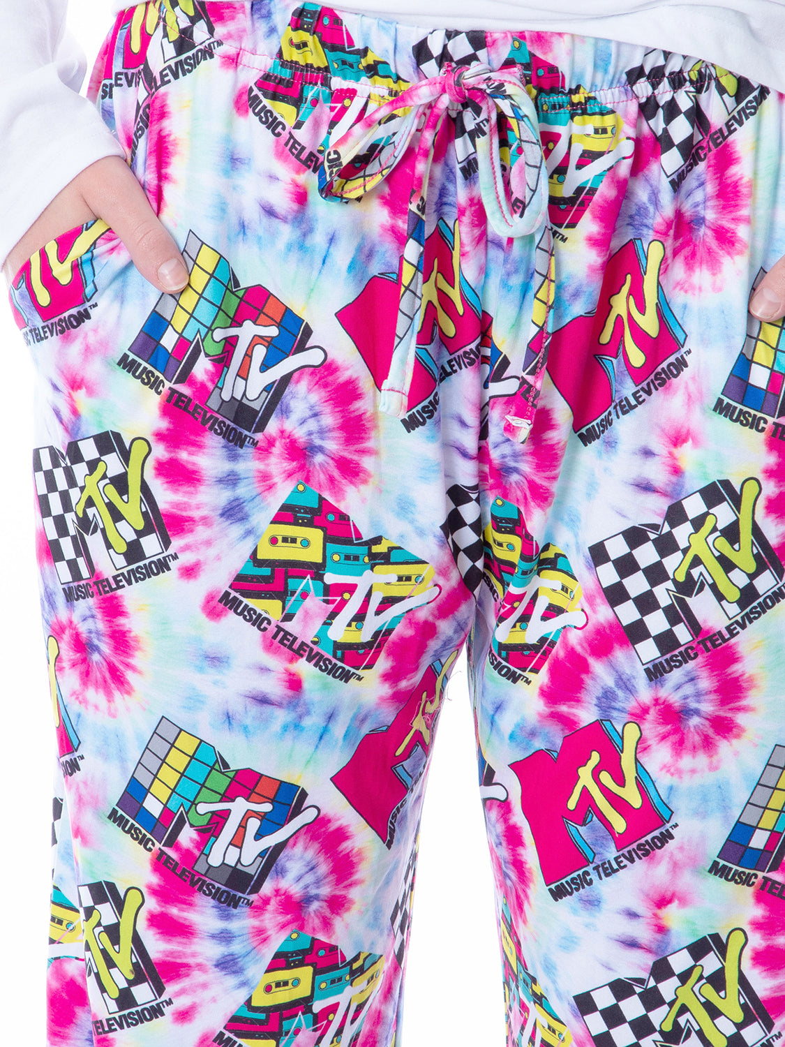 MTV Womens' Music Television Vintage '80s Logos Tie Dye Sleep Pajama Pants