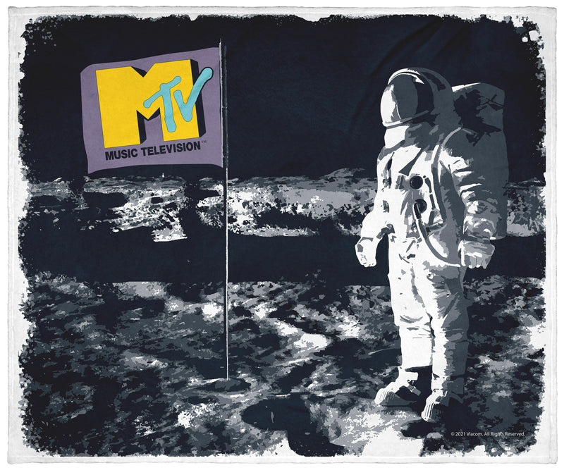 MTV Music Television Moon Man iconic 80's Astronaut Plush Fleece Throw Blanket Wall Scroll