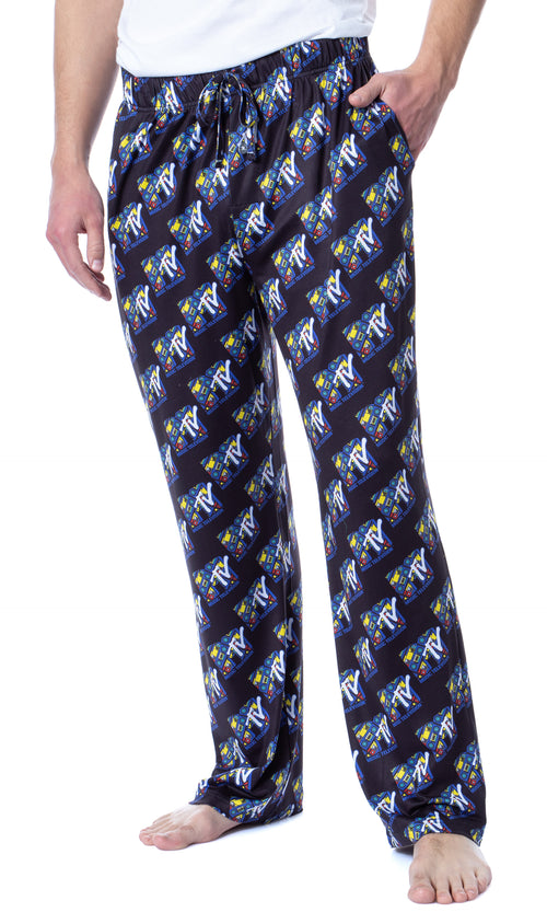 MTV Mens' Music Television Boombox '80s Logo Sleep Pajama Pants