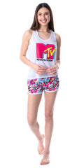 MTV Womens' Music Television Logo Sleep Pajama Set Short Tank Top
