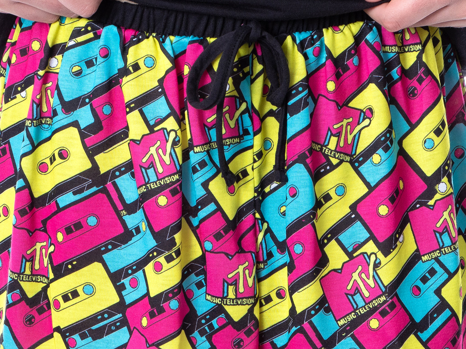 MTV Womens' Music Television Neon Cassette Tape Sleep Pajama Set Short