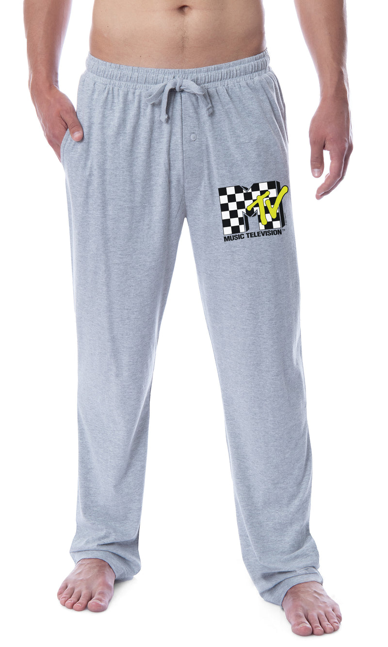 MTV Mens' Music Television Checkered Vintage Logo '80s Sleep Pajama Pants