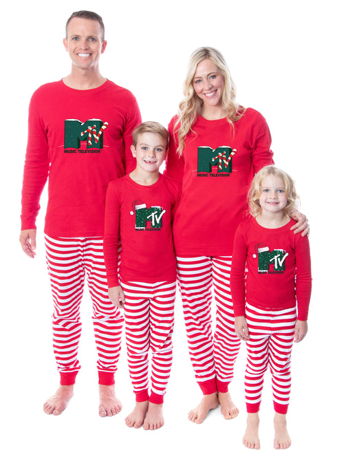 MTV Christmas Music Television Logo Tight Fit Family Pajama Set