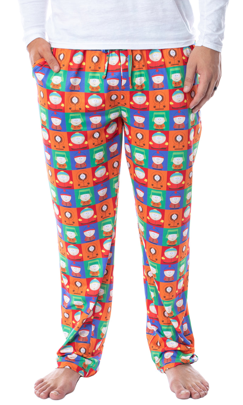 South Park Mens' Square Print Stan Kyle Cartman Kenny Sleep Pajama Pants