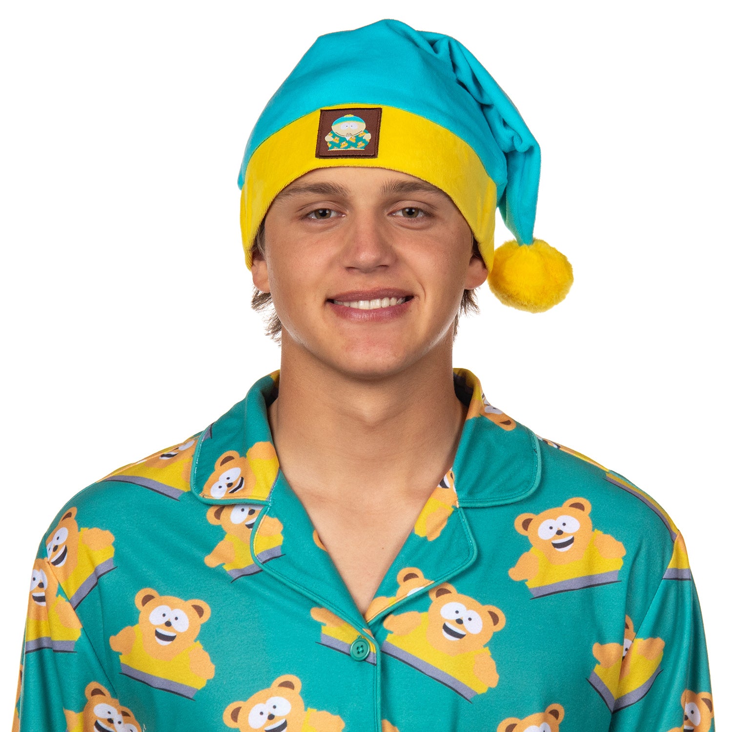 South Park Men's Wellington Bear Coat Front Pajama Set with Nightcap