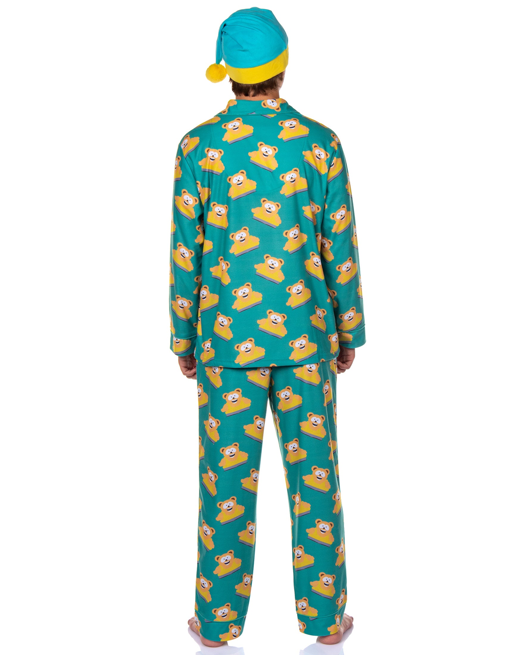 South Park Men's Wellington Bear Coat Front Pajama Set with Nightcap