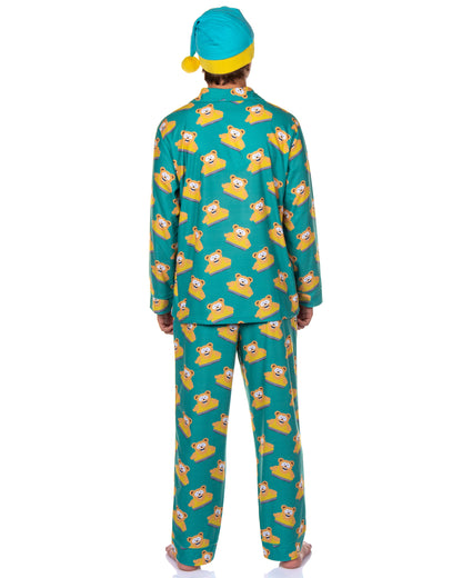 South Park Men's Wellington Bear Coat Front Pajama Set with Nightcap
