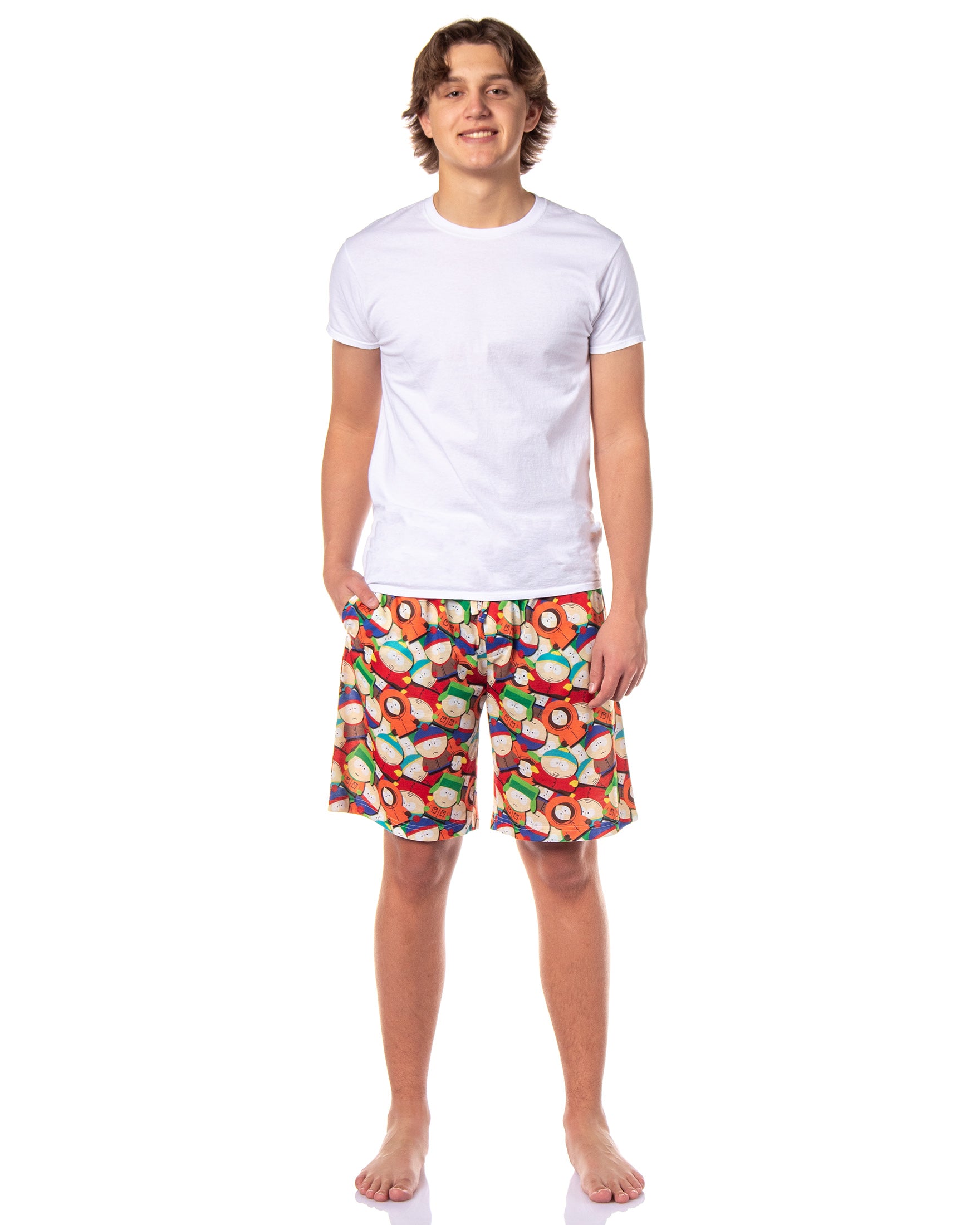 South Park Pajamas Men's Eric Kyle Kenny Stan Pile Up Lounge PJ Shorts