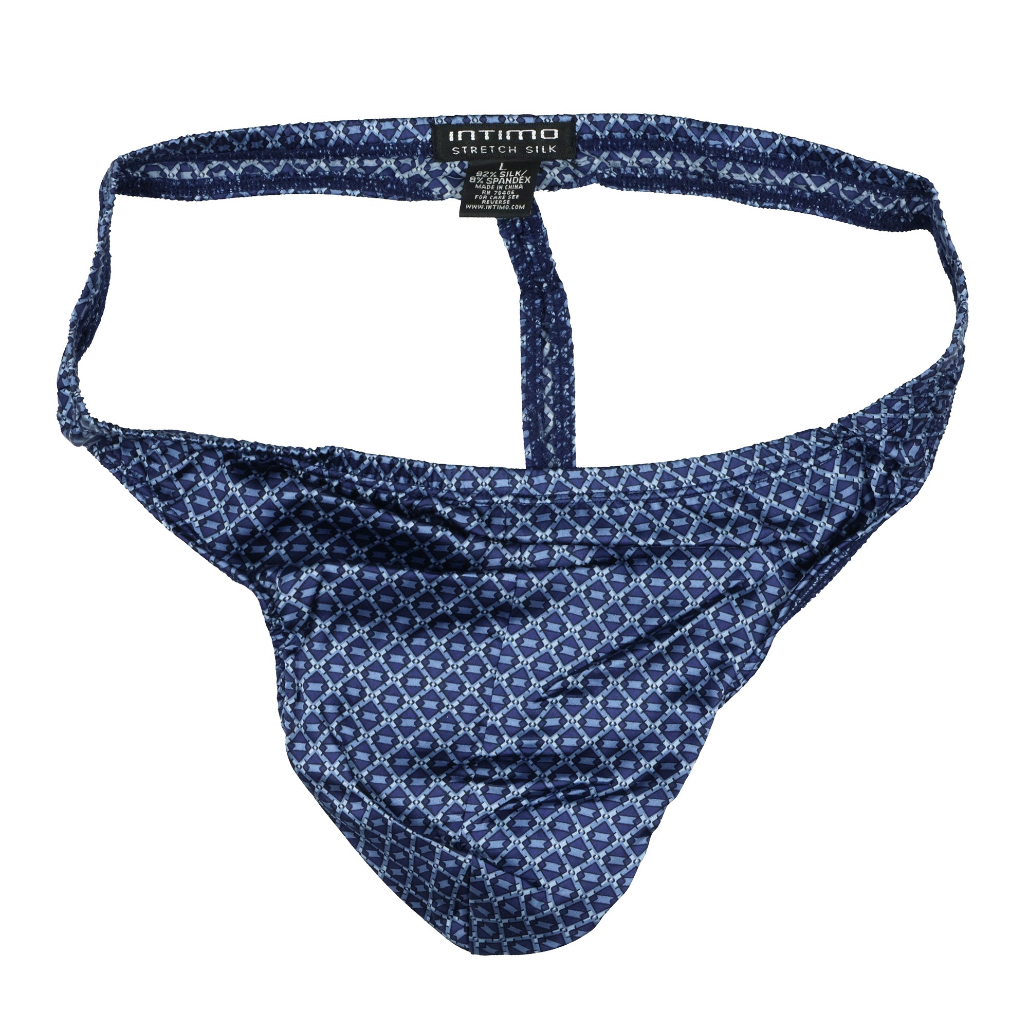 Men's Stretch Silk Thong Diamond Pattern Adult Underwear G-String